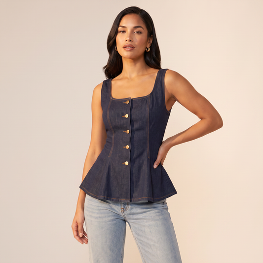 Marin peplumtop met knopen