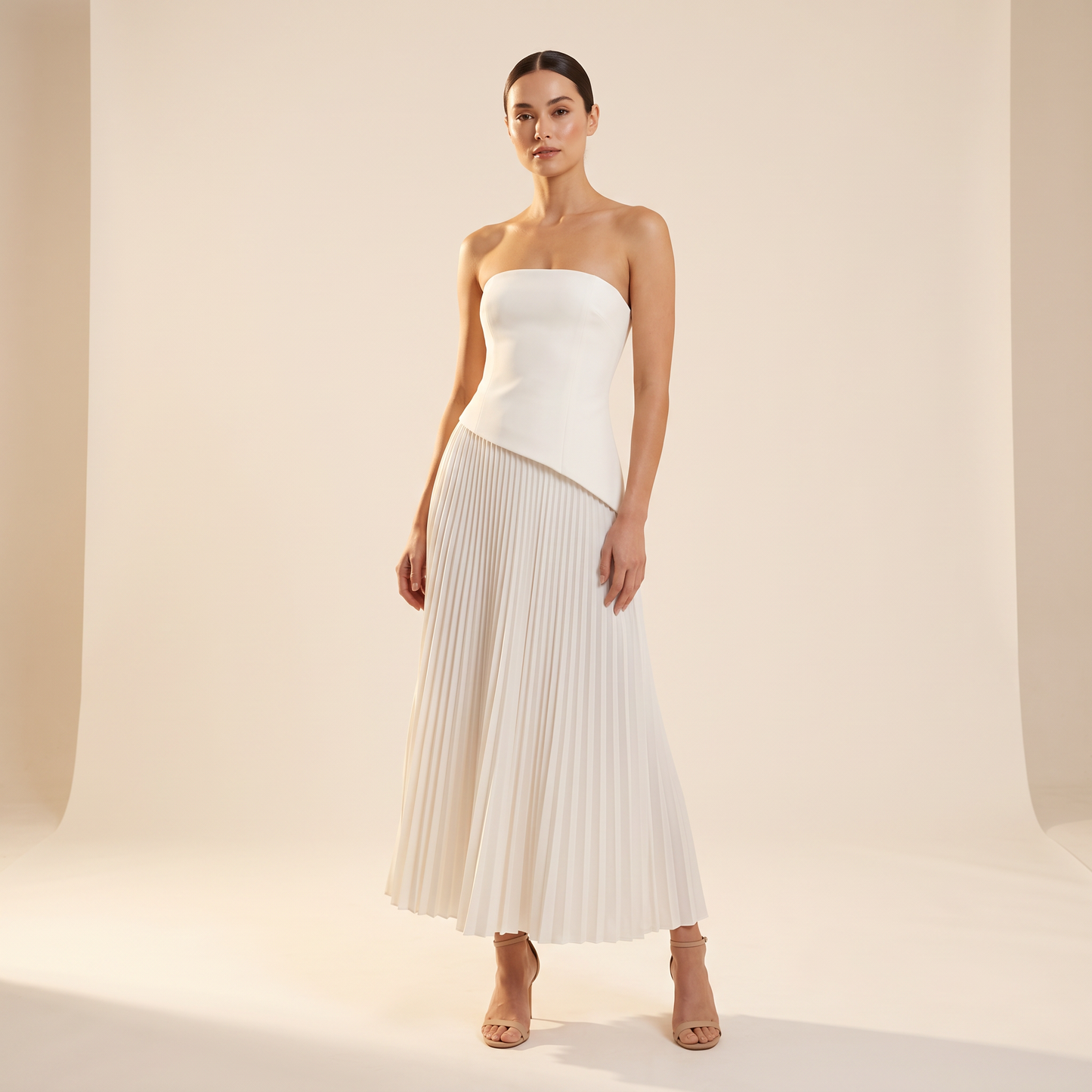 Monochrome Line mouwloze maxi-jurk