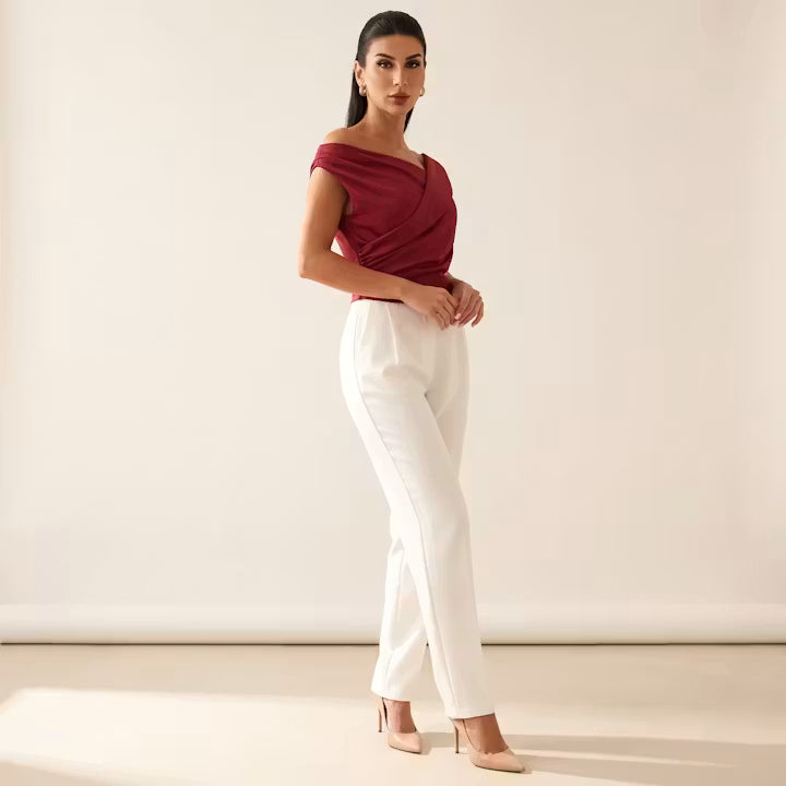 Celeste Gedrapeerde Top met Kruisdetail