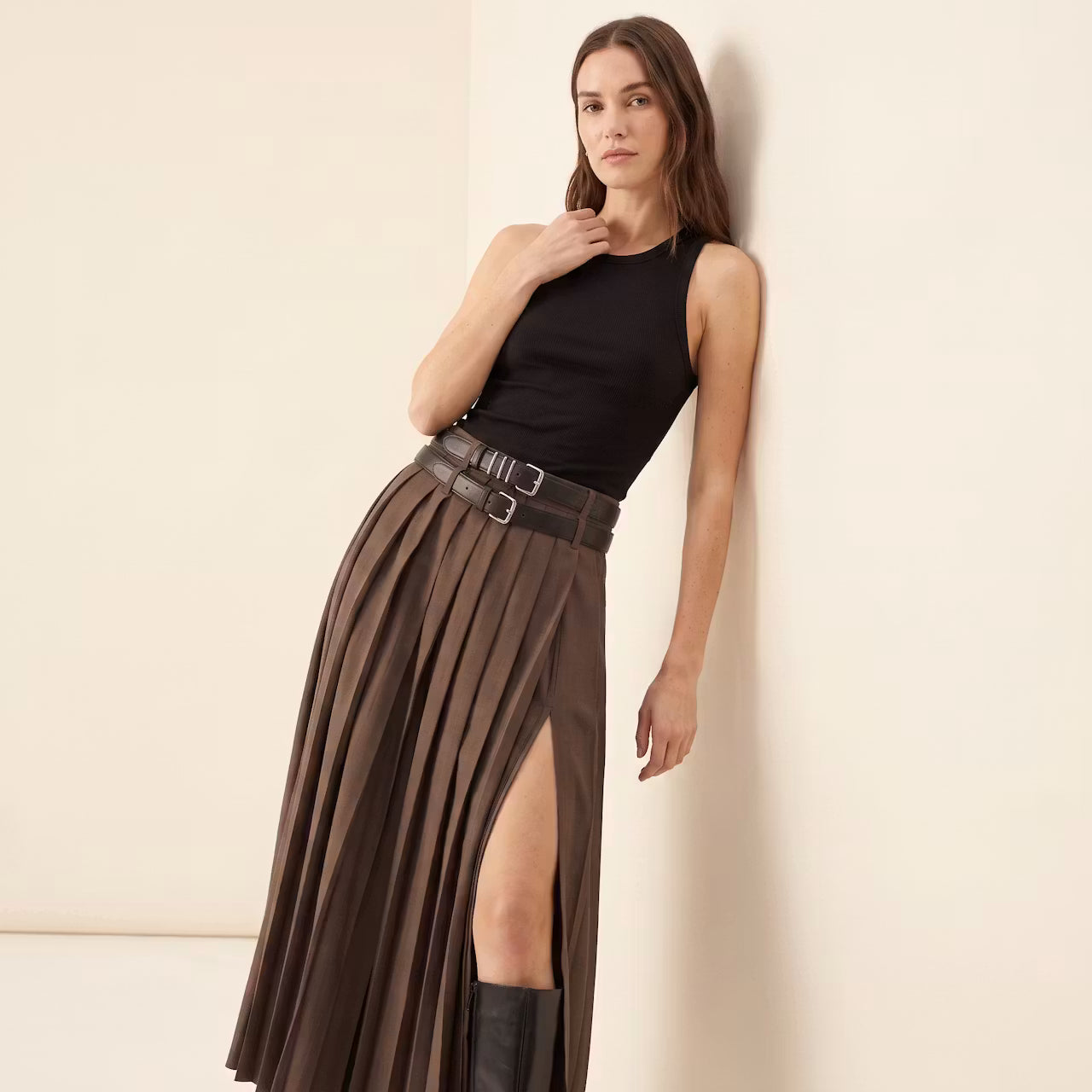 Maren Geplooide Midirok met Split