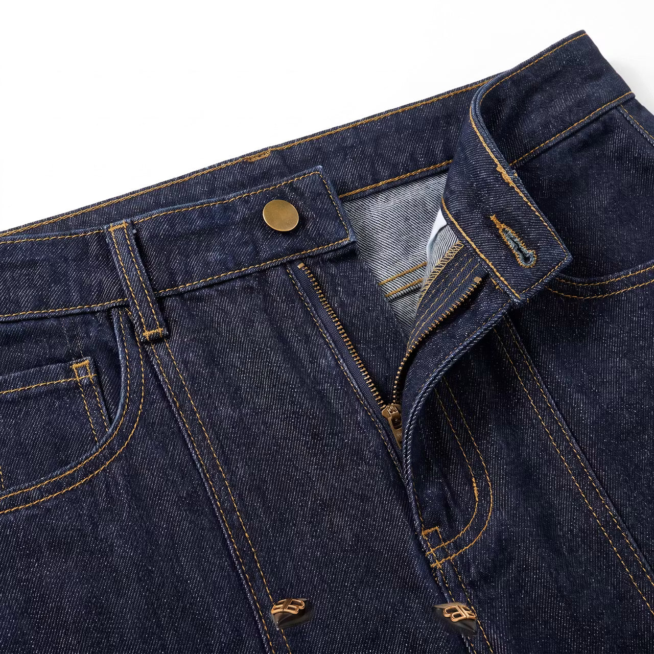 Nelle Wide-Leg Jeans met Contraststiksels