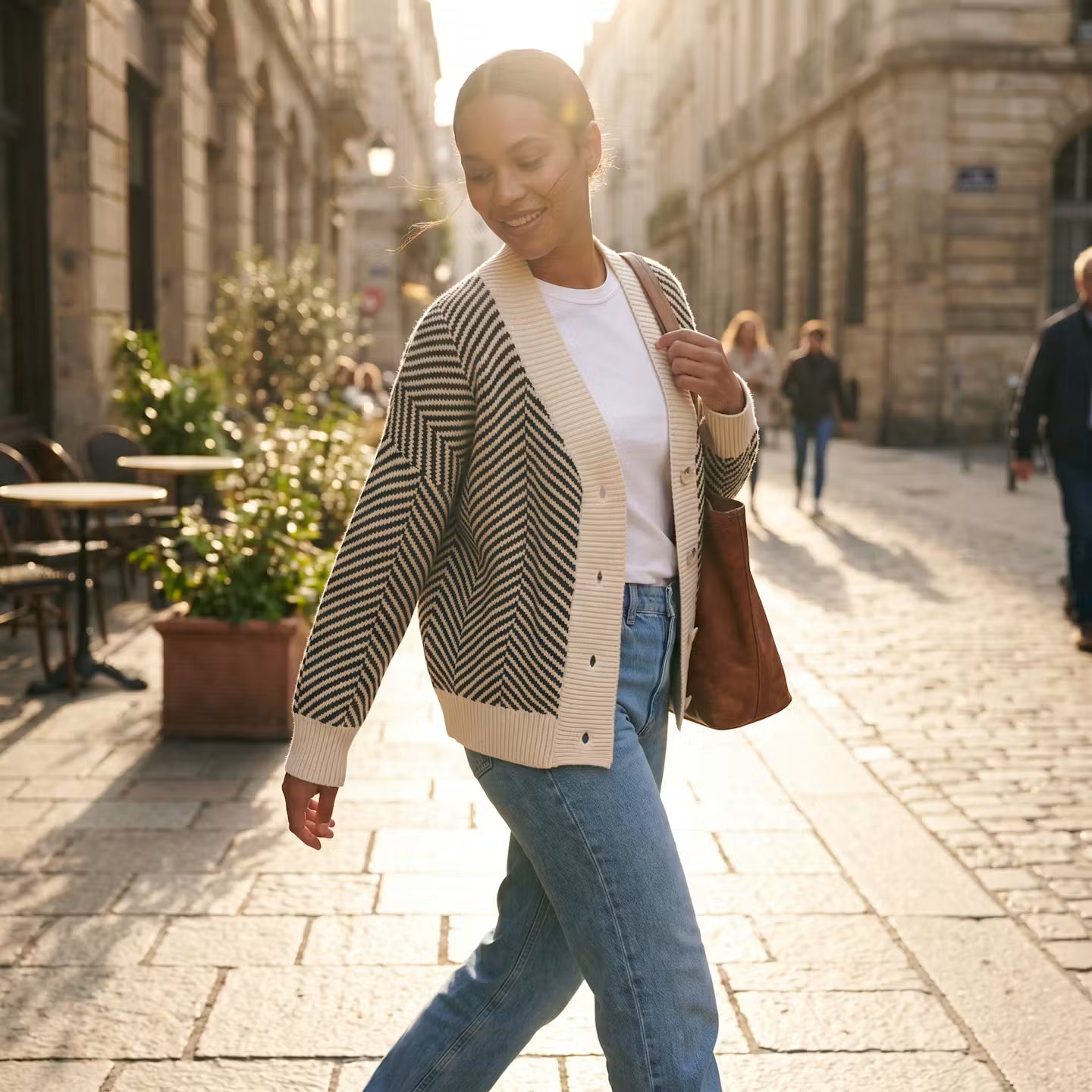 Élodie Chevron Cardigan