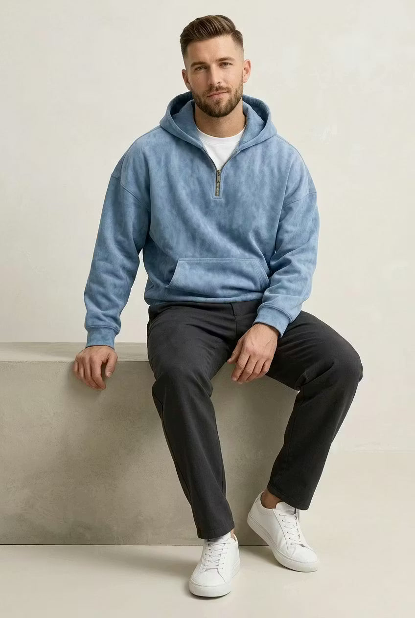 Stonewash Half Zip Hoodie