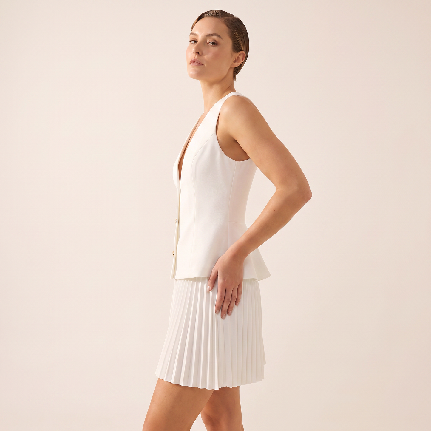 Eleni set met geplooide rok
