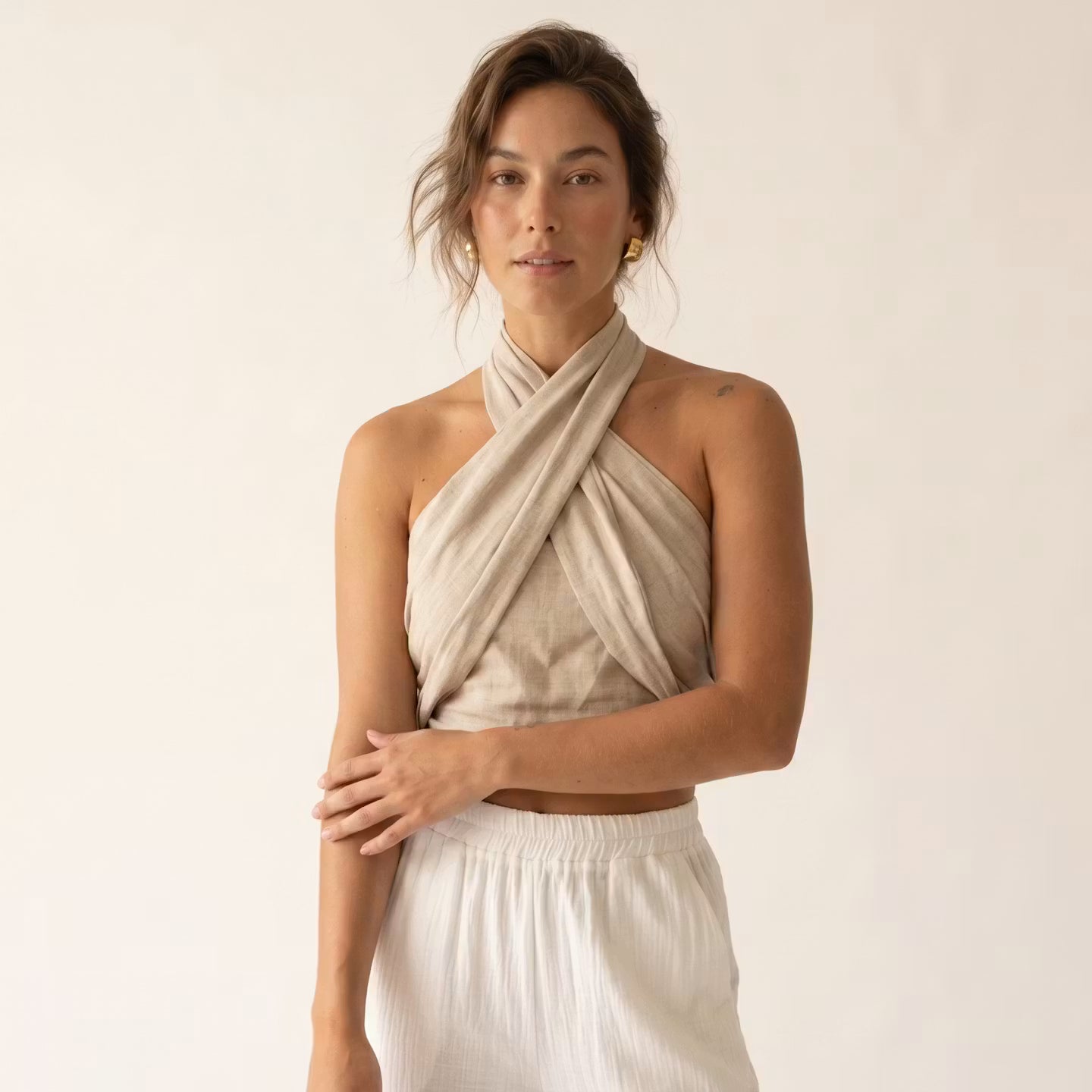 Lina Cross-Halter Top