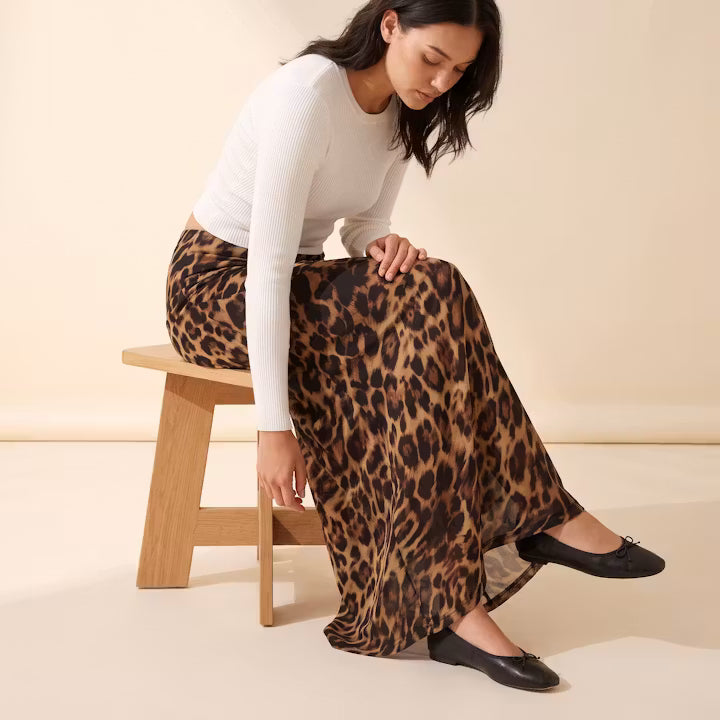 Zaria maxi-rok met luipaardprint