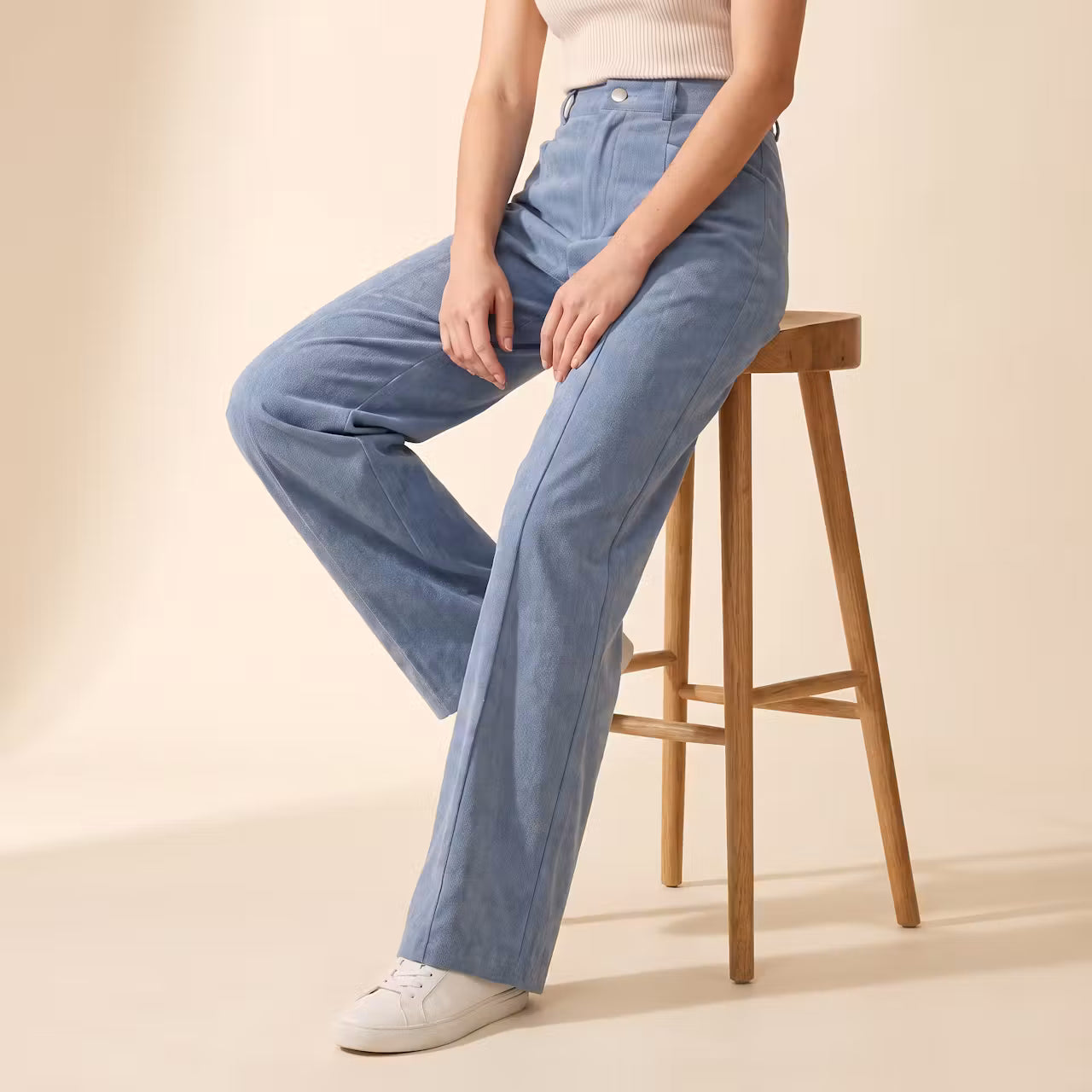 Aurelia Ribfluwelen Broek met Wijde Pijpen