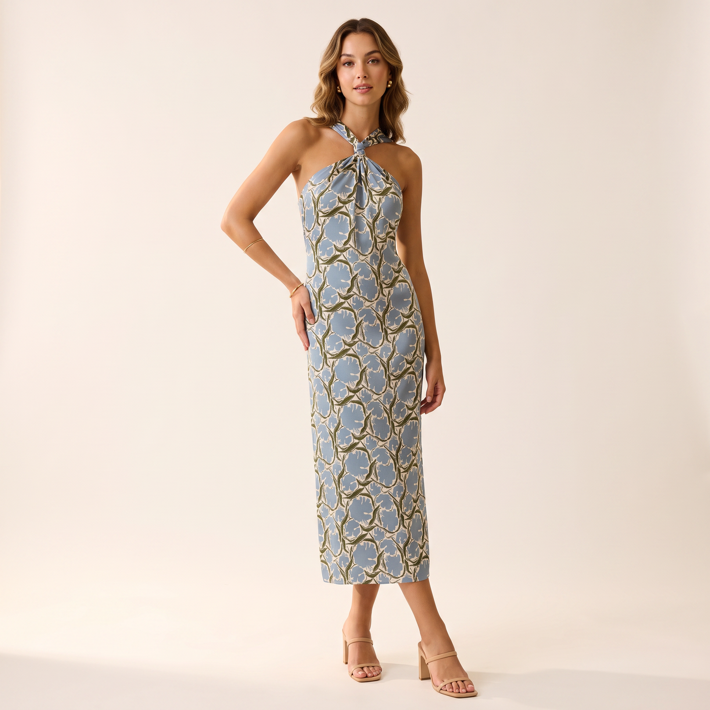 Siena geribde jurk met print