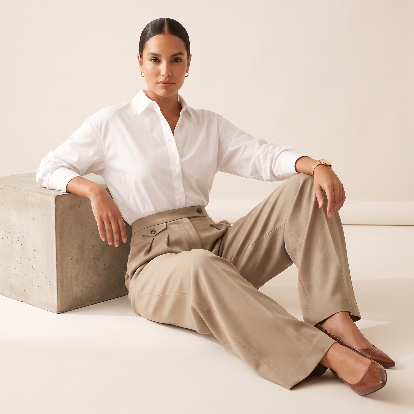 Dune broek met hoge taille en wijde pijpen