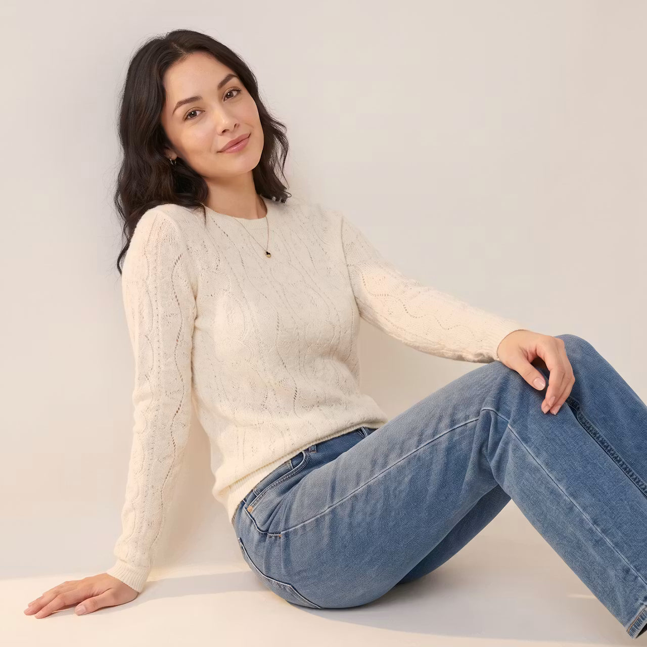 Alina Pointelle Gebreide Top