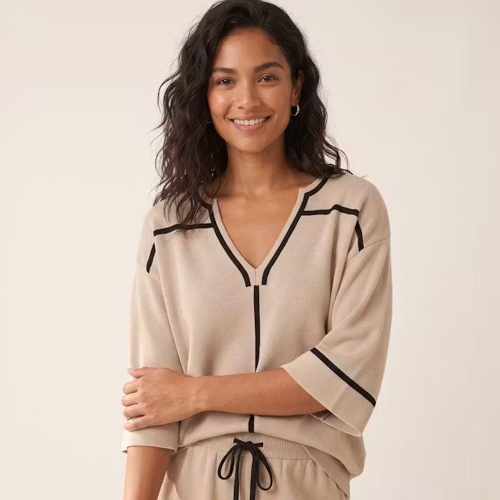 Sienna shirt en shorts set met contrastrand
