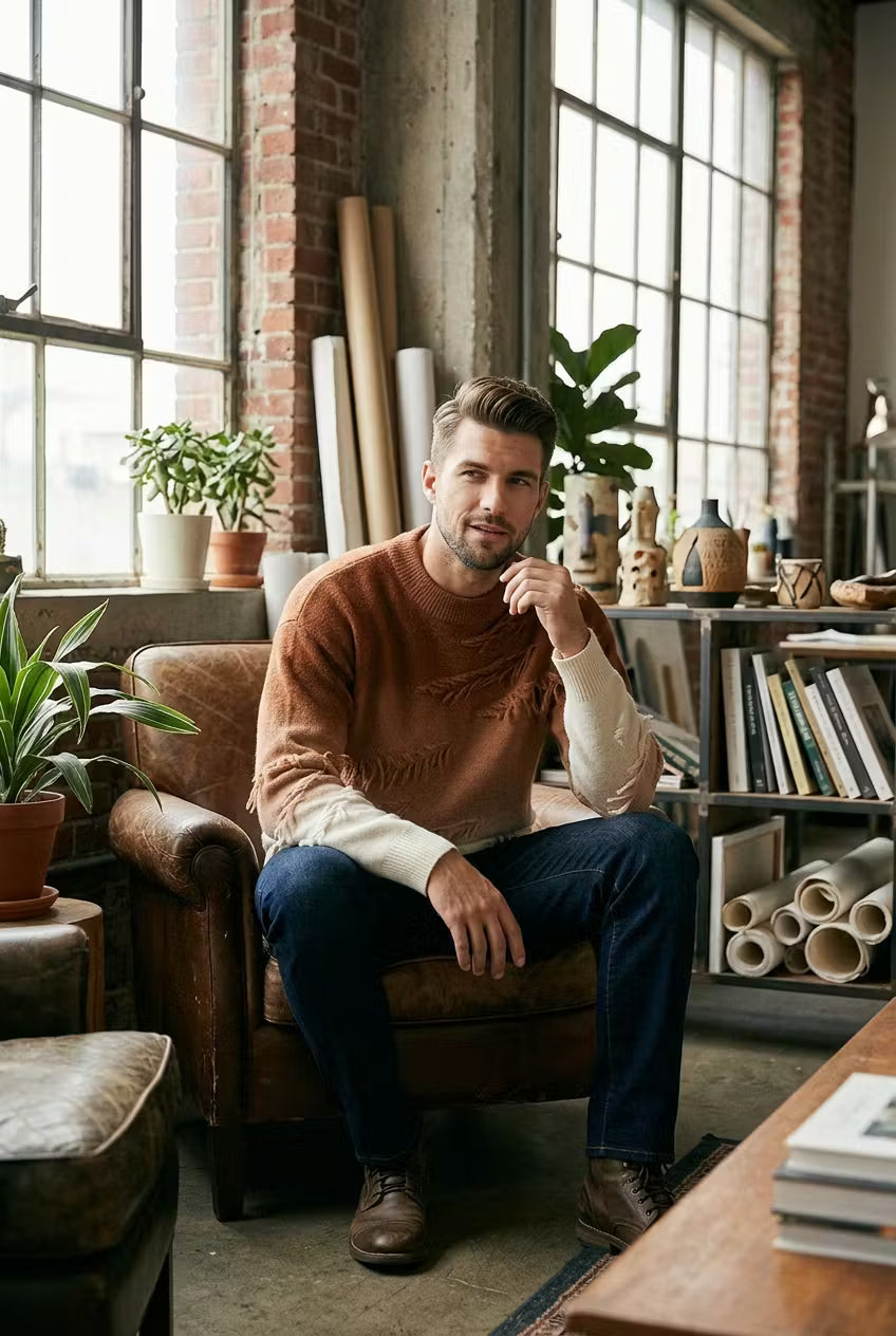 Cedar Fade Distressed Knit Sweater