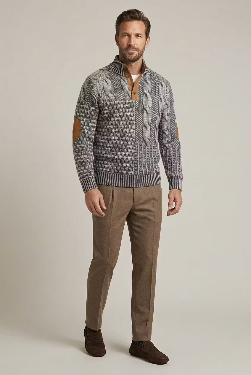 Textured Cable Knit Men’s Pullover