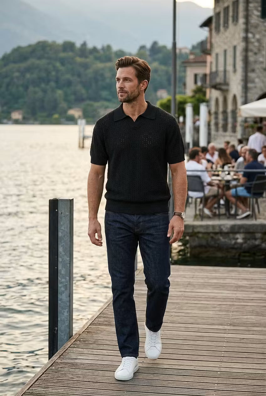 Riviera Perforated Tencel Polo