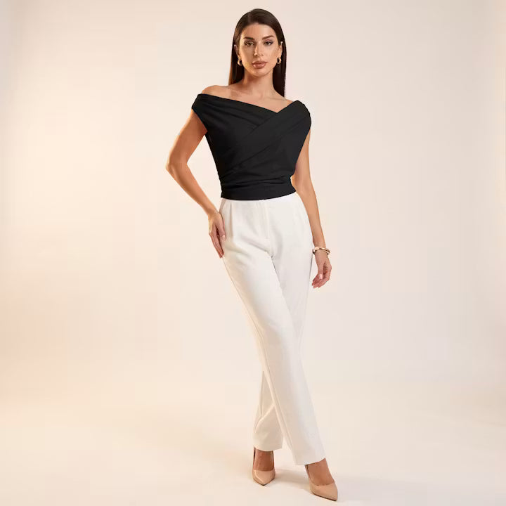 Celeste Gedrapeerde Top met Kruisdetail