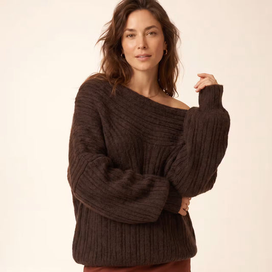 Amara Gebreide Off-Shoulder Trui