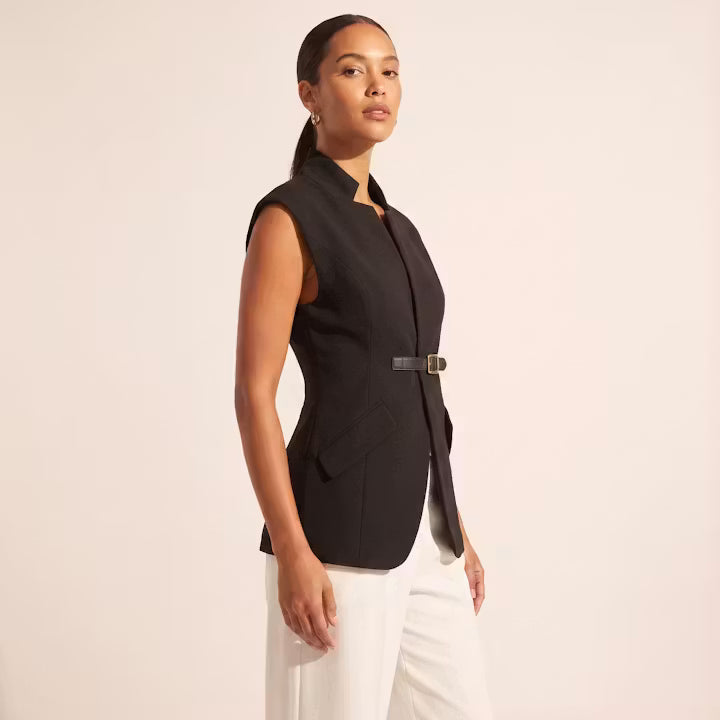 Sabine Asymmetrisch Gilet met Ceintuur