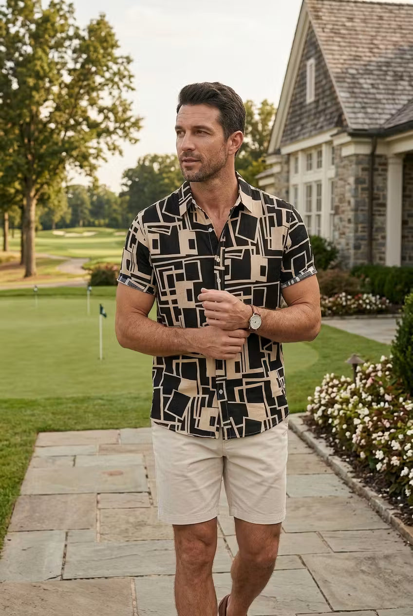 Monarch Geometric Camp Shirt