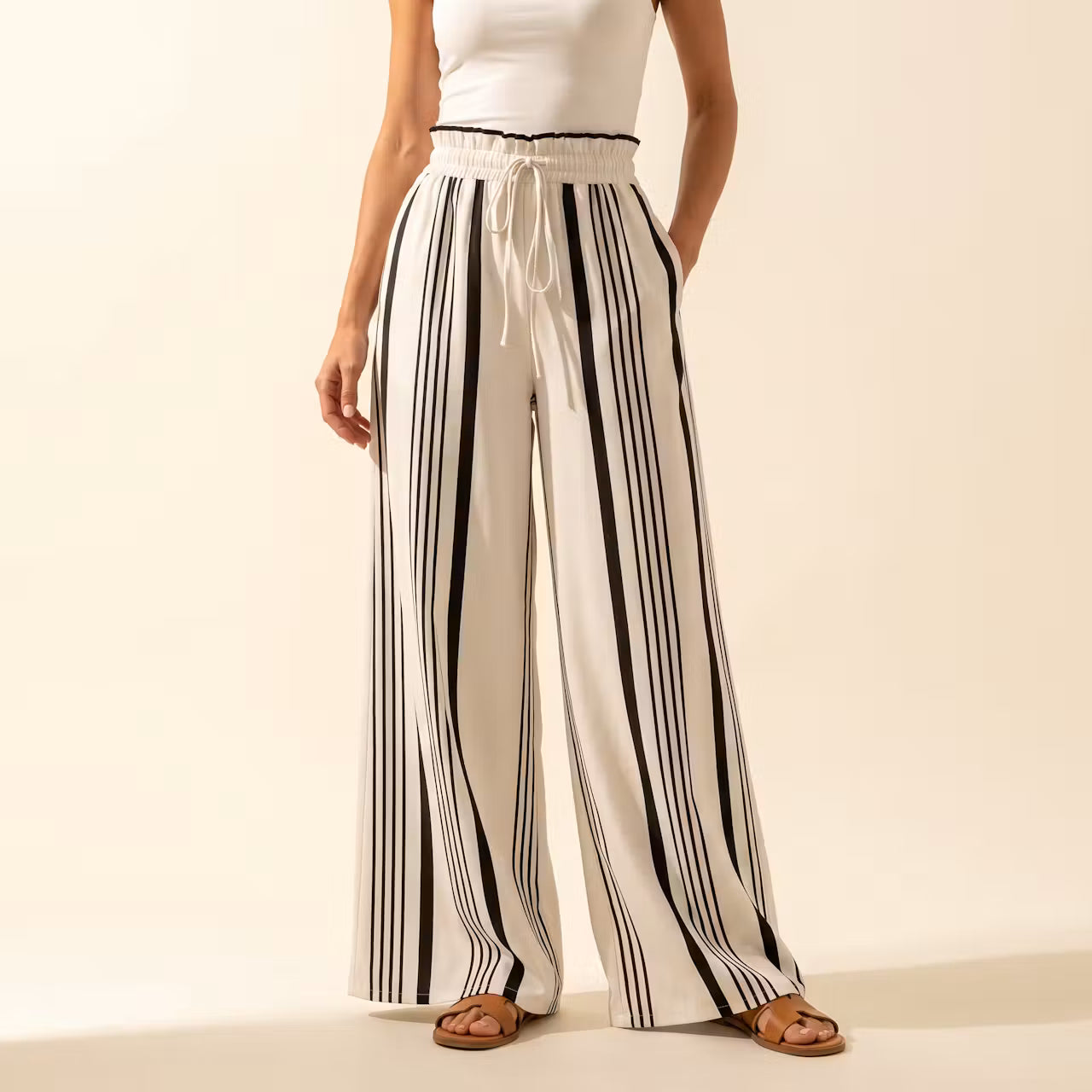 Amelie Gestreepte Broek met Wijde Pijpen