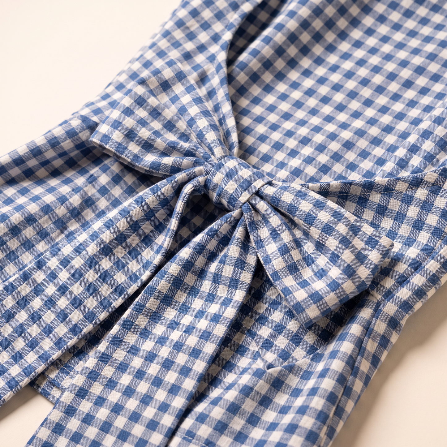 Mina gingham top met striksluiting