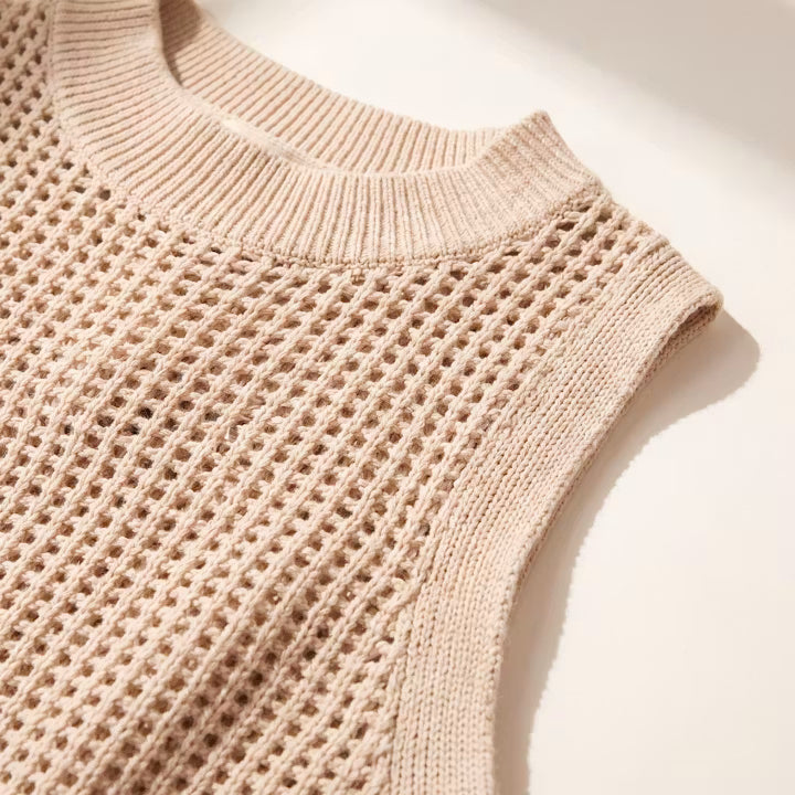 Arden Mouwloze Opengebreide Top