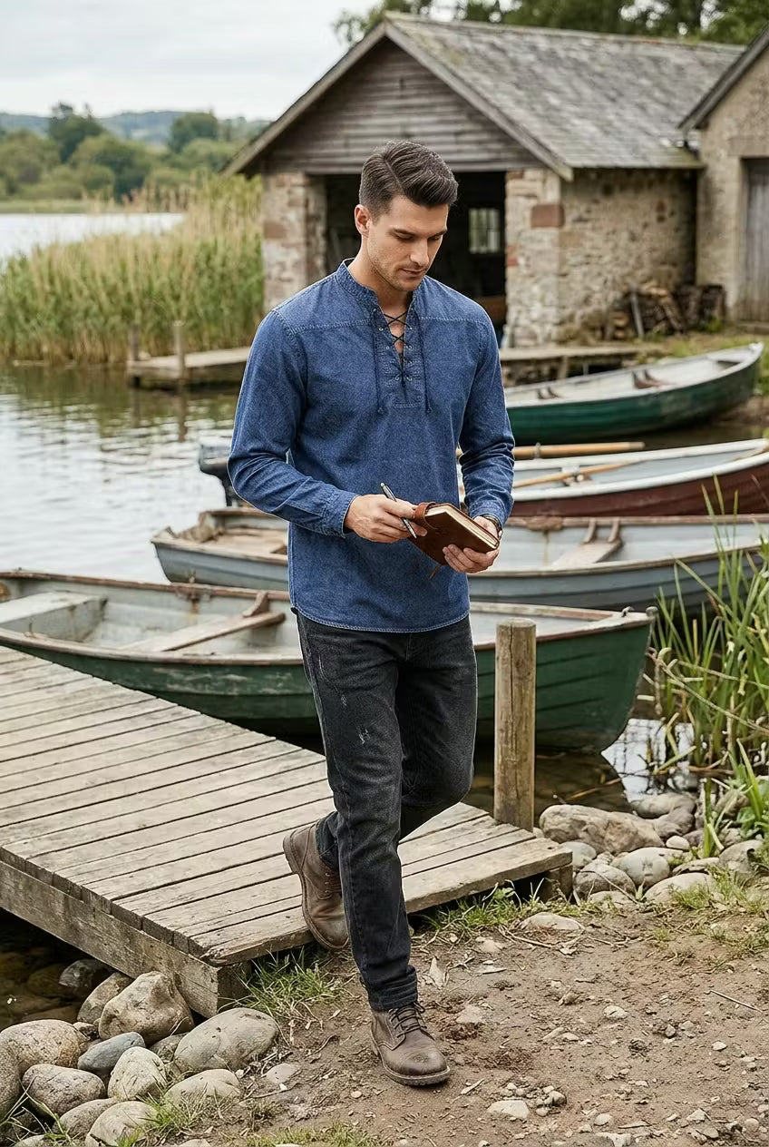 Harborline Lace-Up Henley Shirt
