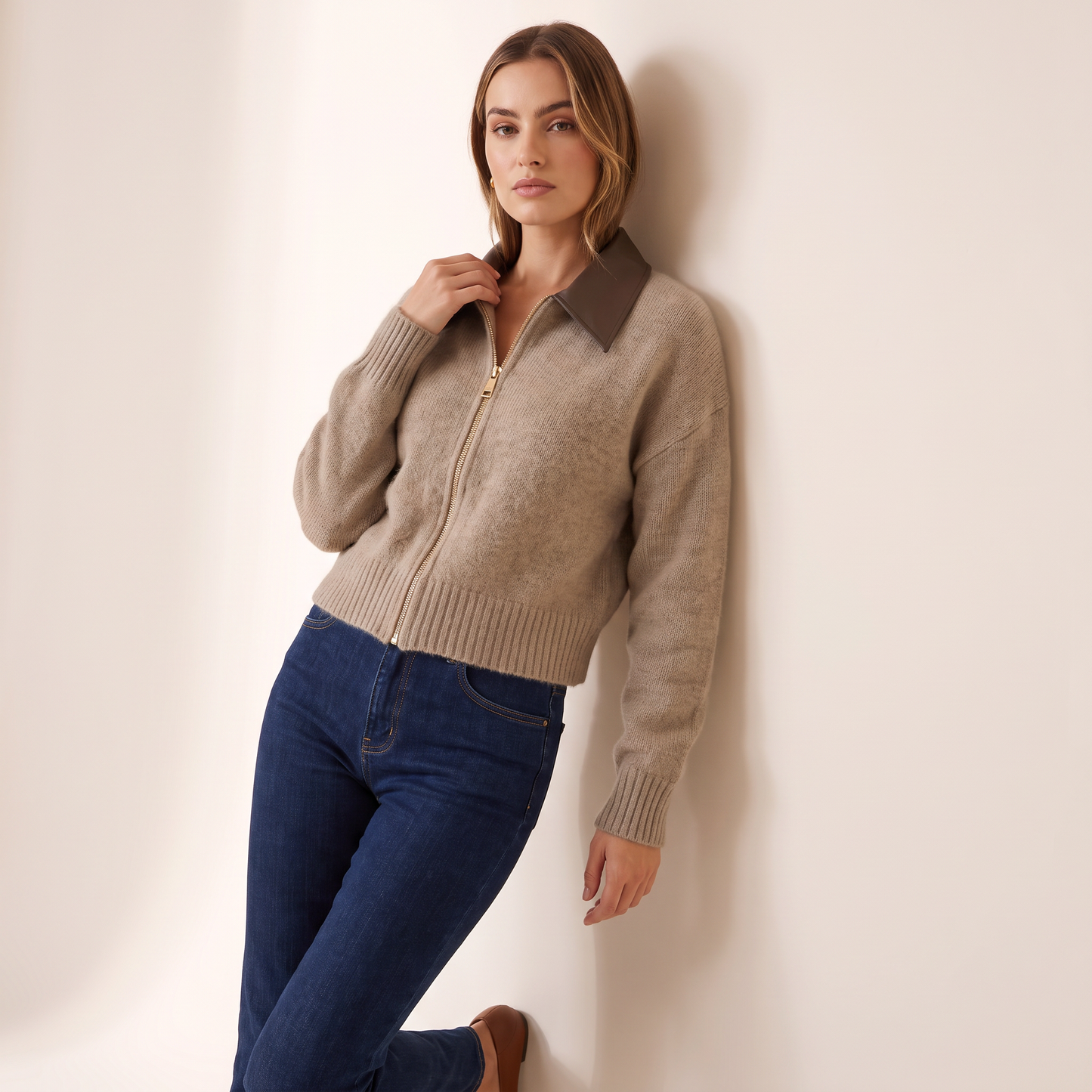 Isolde kort cashmere vest met rits