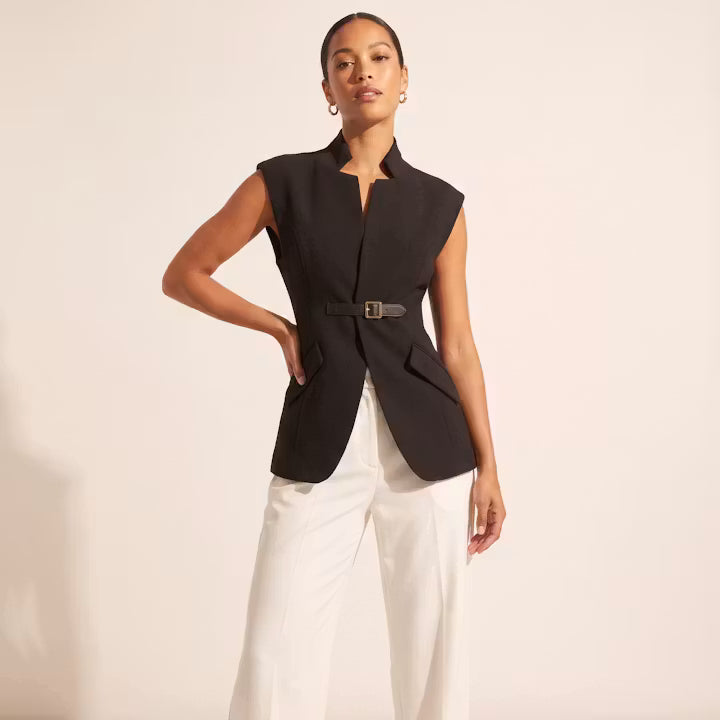 Sabine Asymmetrisch Gilet met Ceintuur