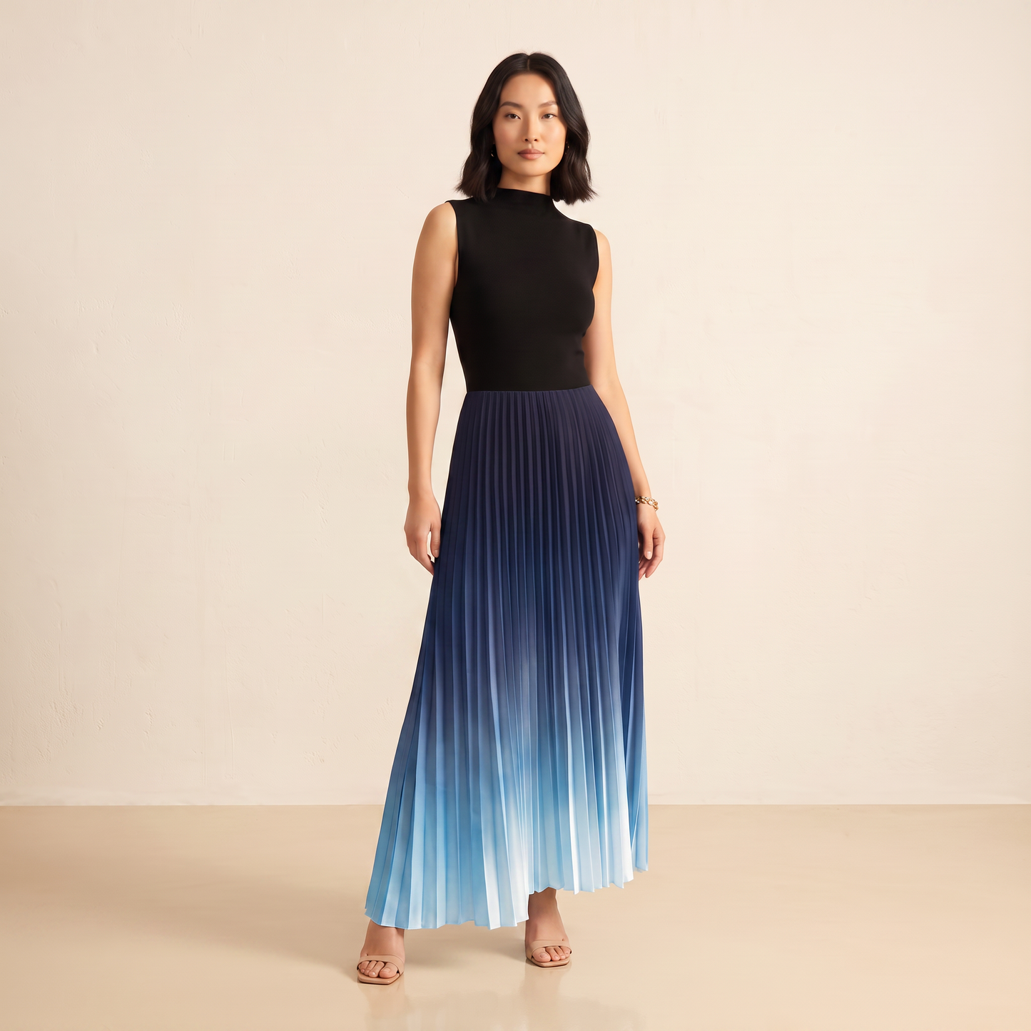 Horizon geplooide maxi-jurk