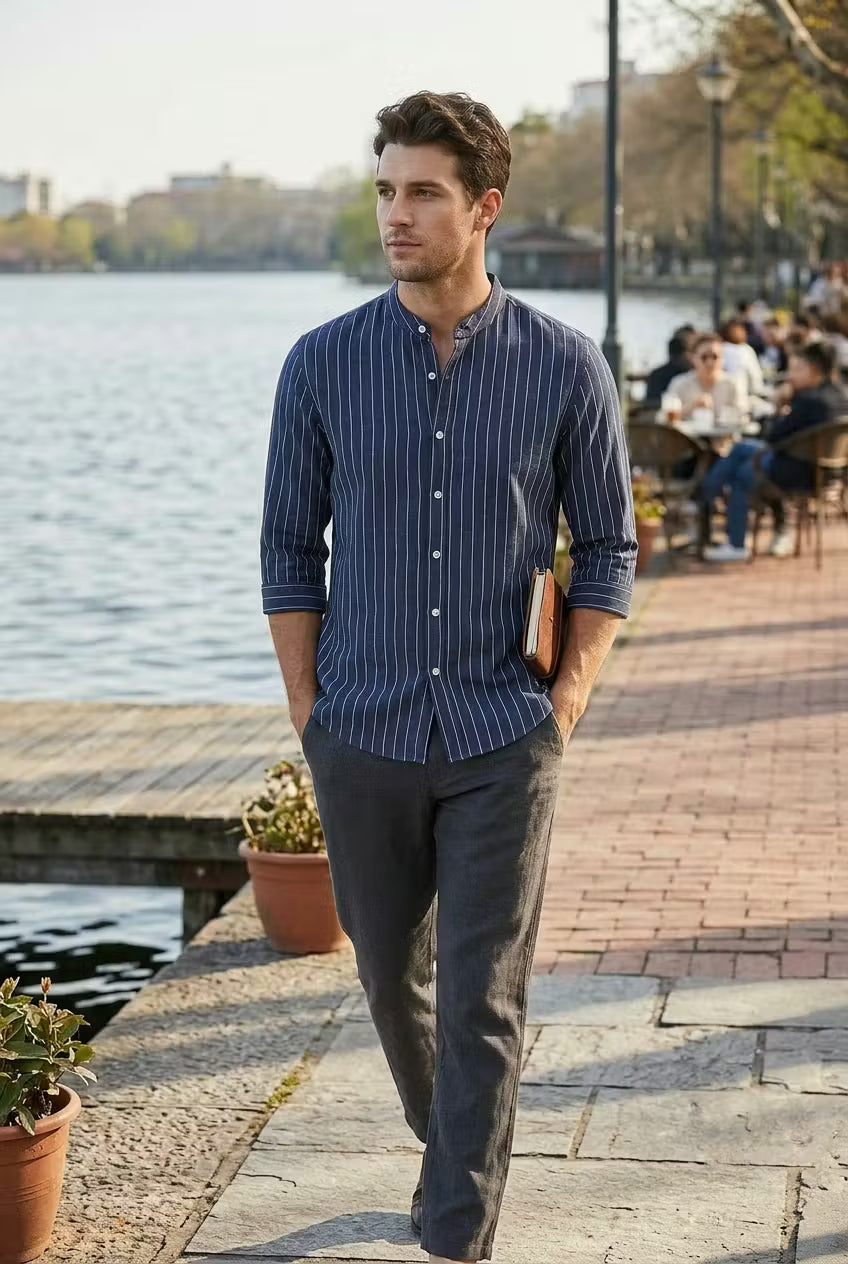 Coastal Stripe Three-Quarter Shirt