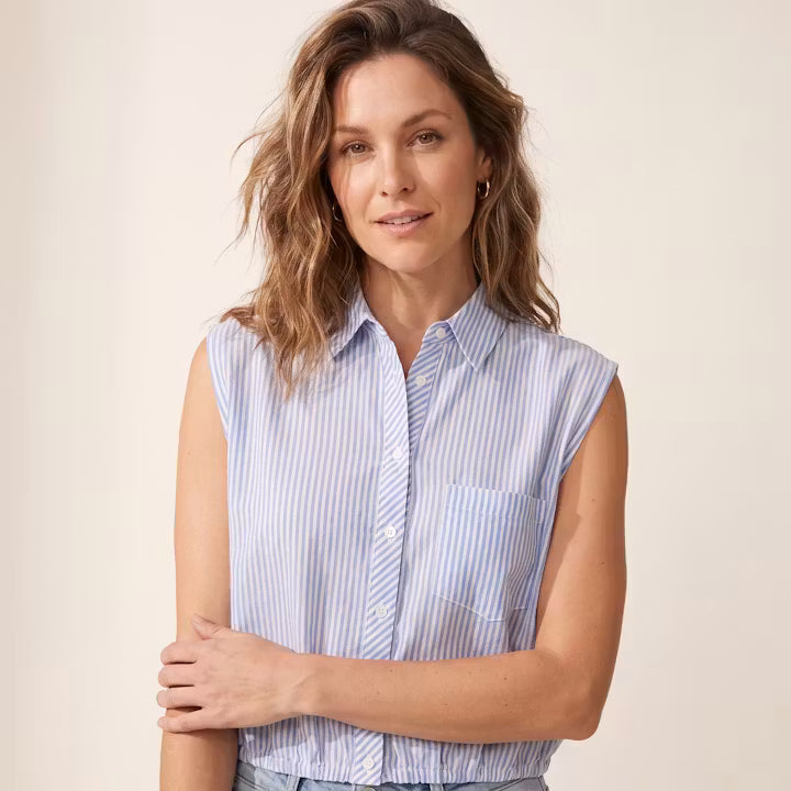 Elin Gestreepte Mouwloze Blouse