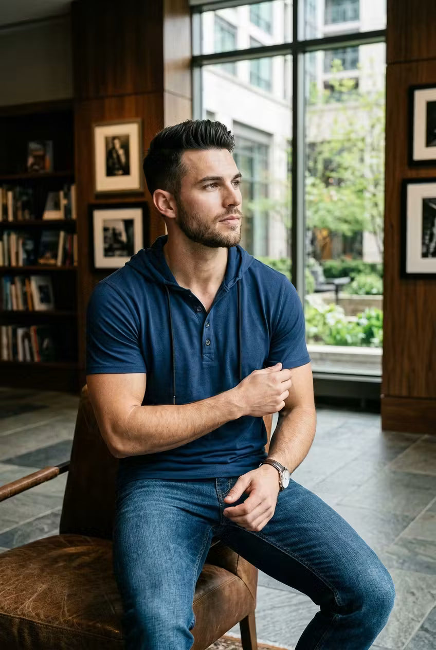 Crestline Hooded Henley Tee