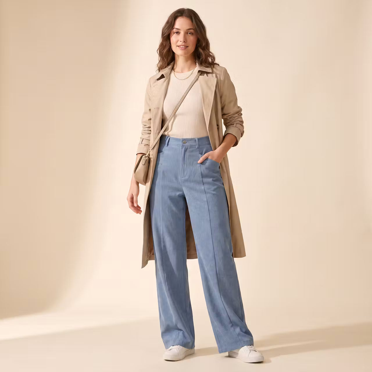 Aurelia Ribfluwelen Broek met Wijde Pijpen