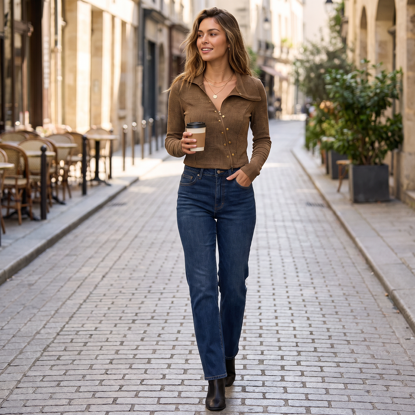 Talia geribd vest met capuchon