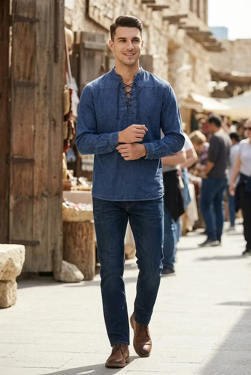 Harborline Lace-Up Henley Shirt