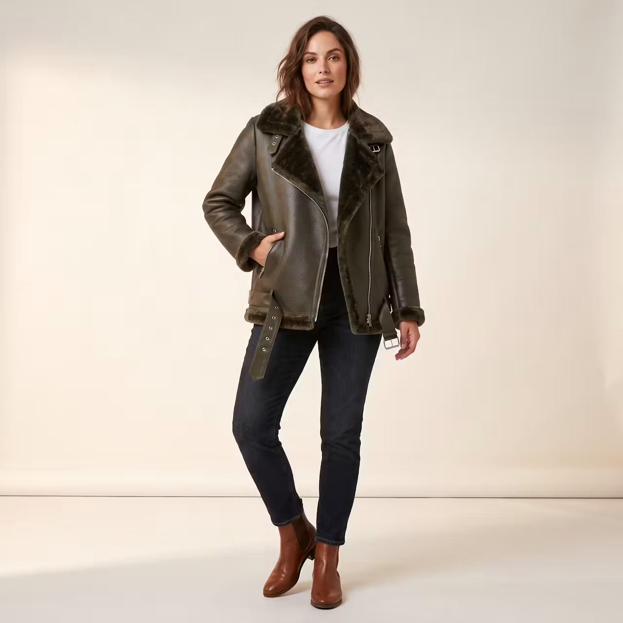Sienna Aviator Jas met Ceintuur
