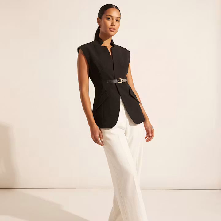 Sabine Asymmetrisch Gilet met Ceintuur