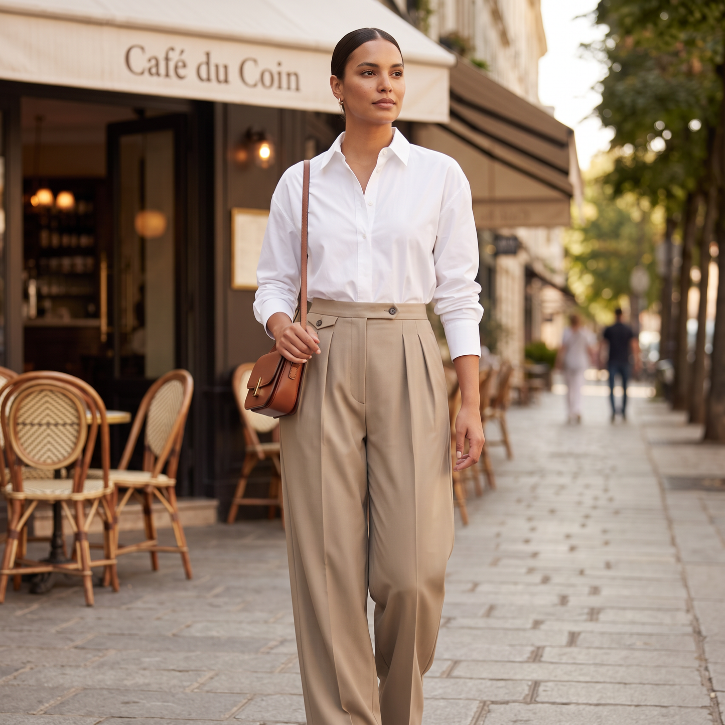 Dune broek met hoge taille en wijde pijpen