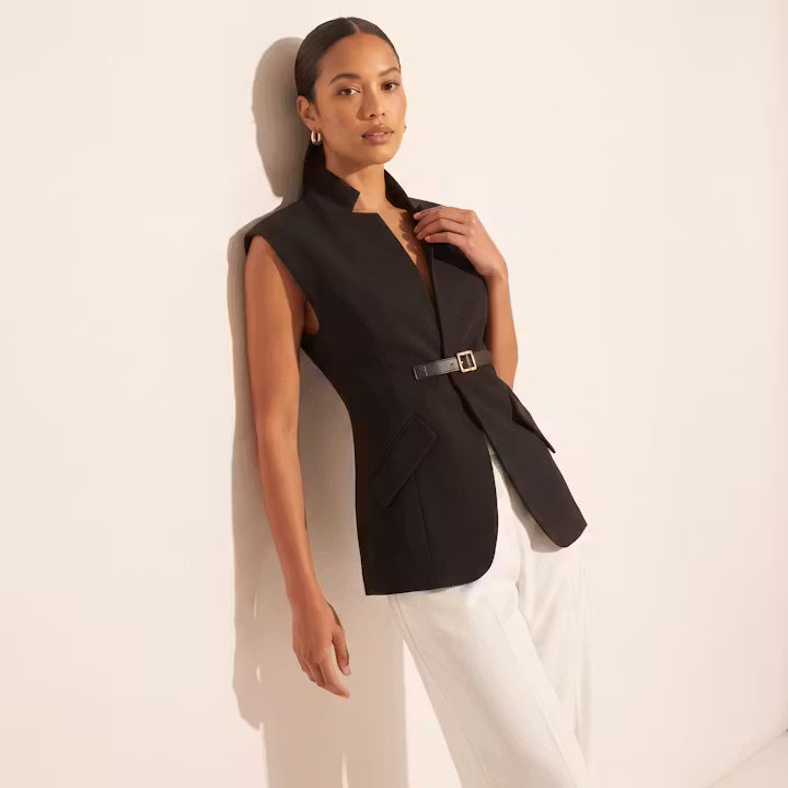 Sabine Asymmetrisch Gilet met Ceintuur
