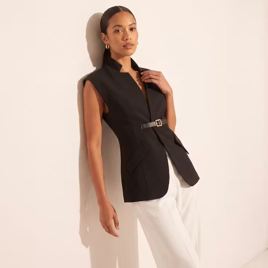 Sabine Asymmetrisch Gilet met Ceintuur