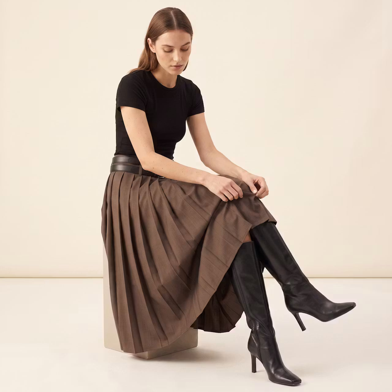 Maren Geplooide Midirok met Split