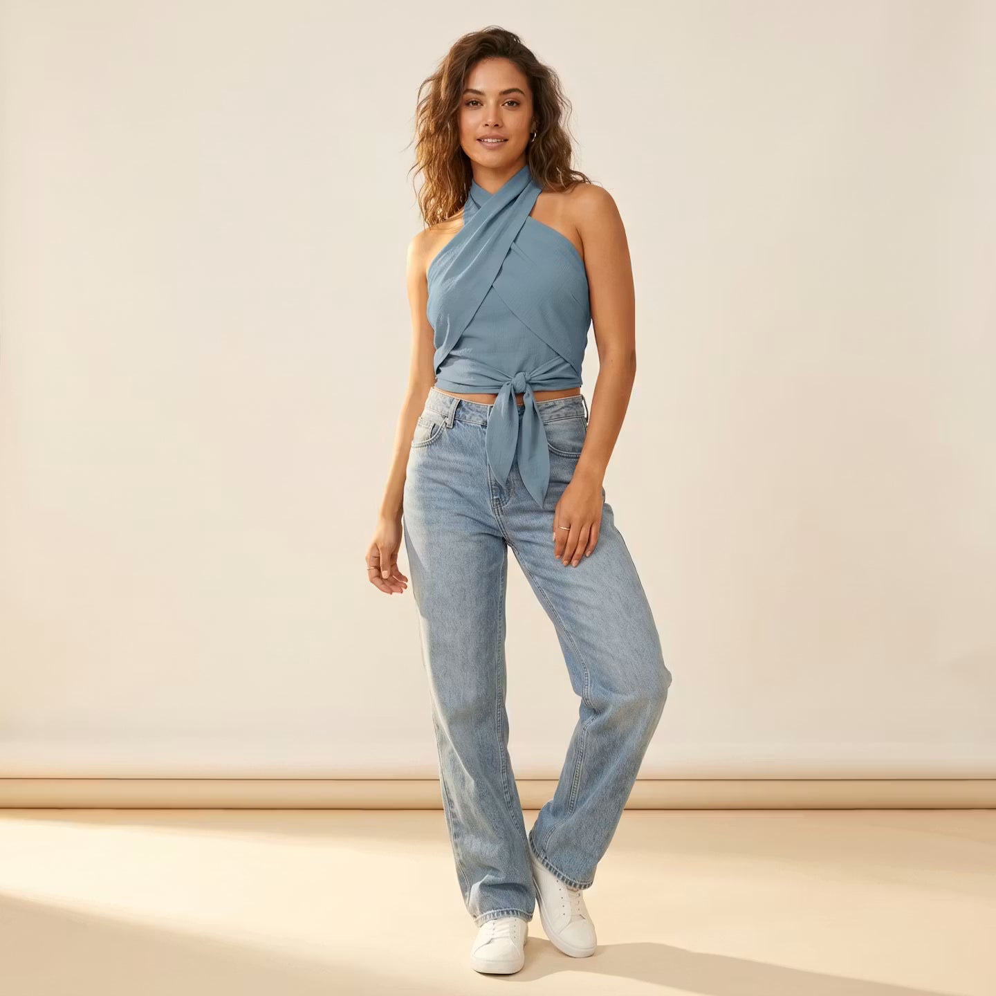 Lina Cross-Halter Top