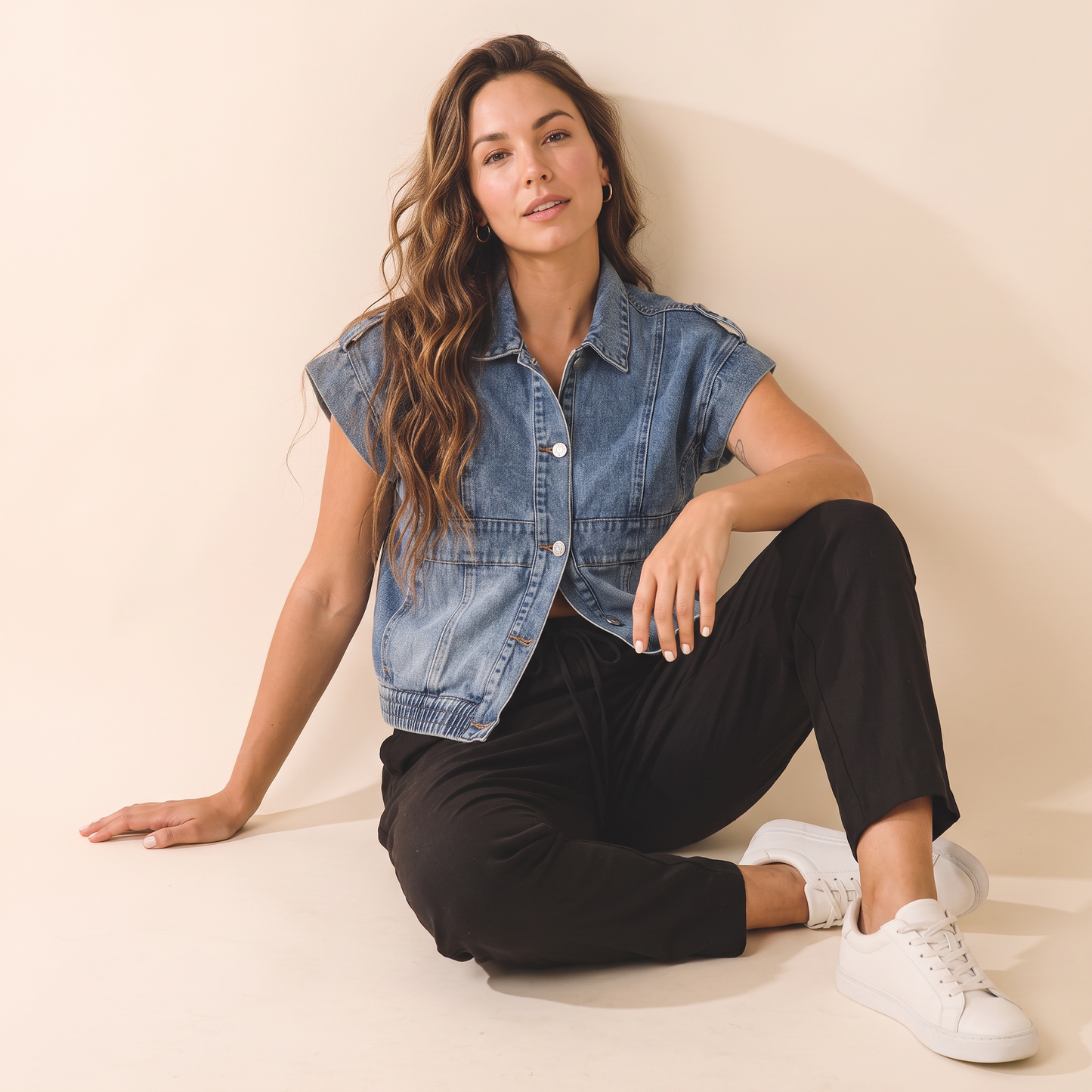 Harbour denim gilet van katoenmix