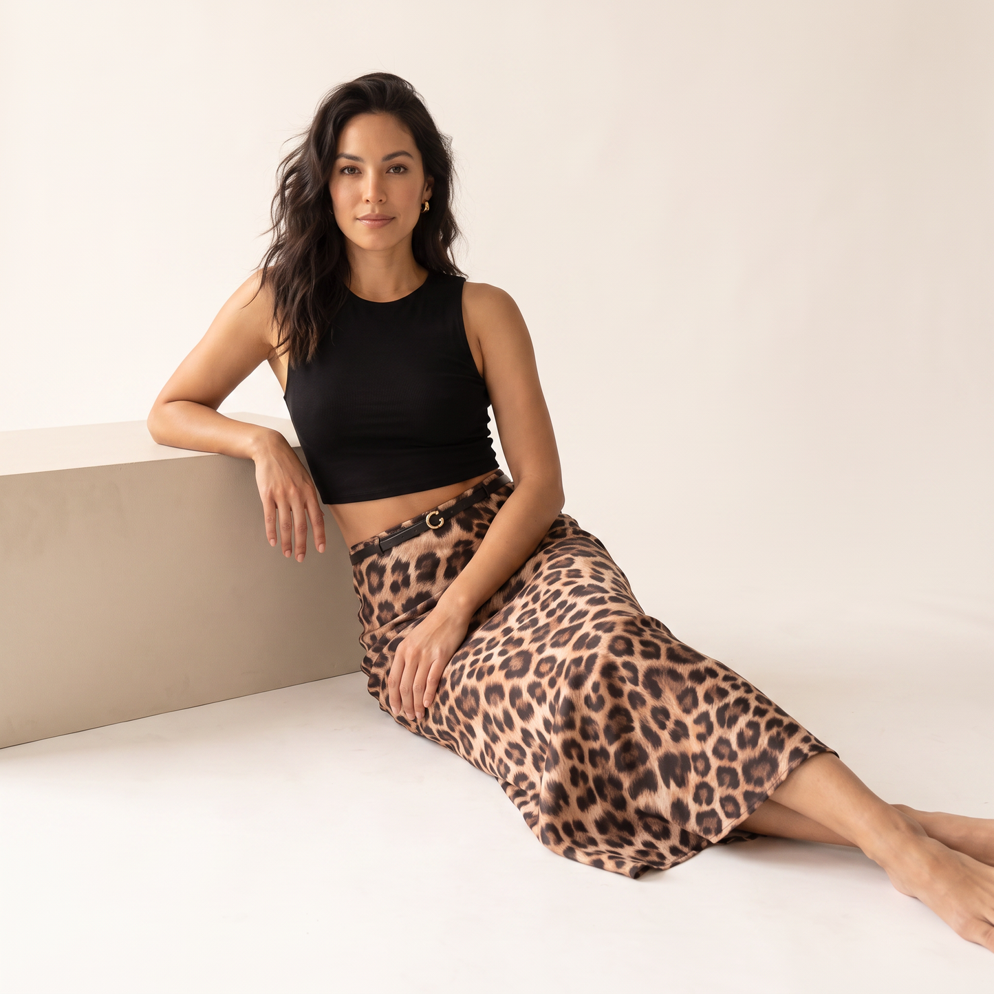 Savanna broek van glanzend satijn met luipaardprint
