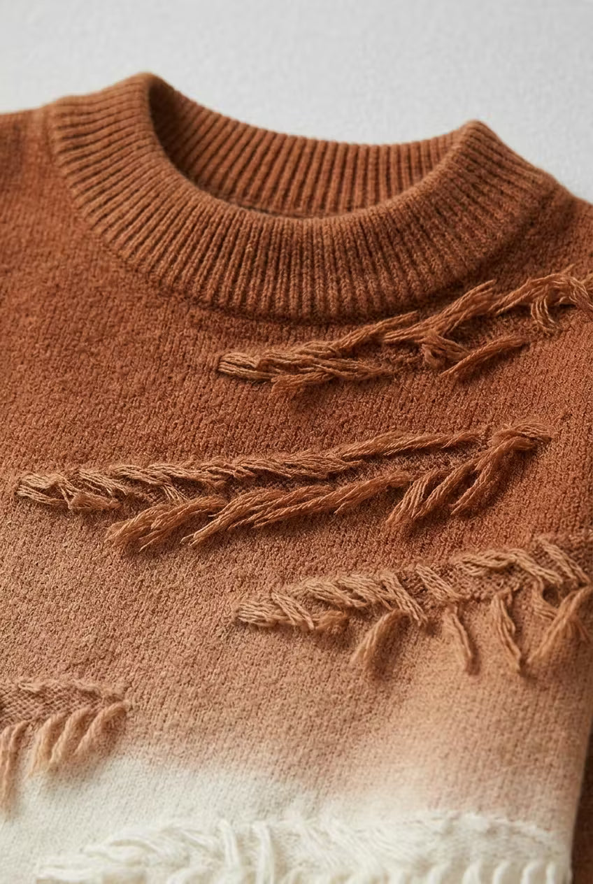 Cedar Fade Distressed Knit Sweater