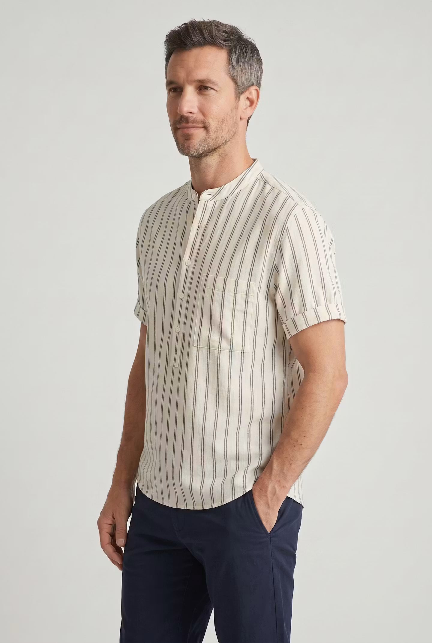 Alden Stripe Grand Collar Shirt