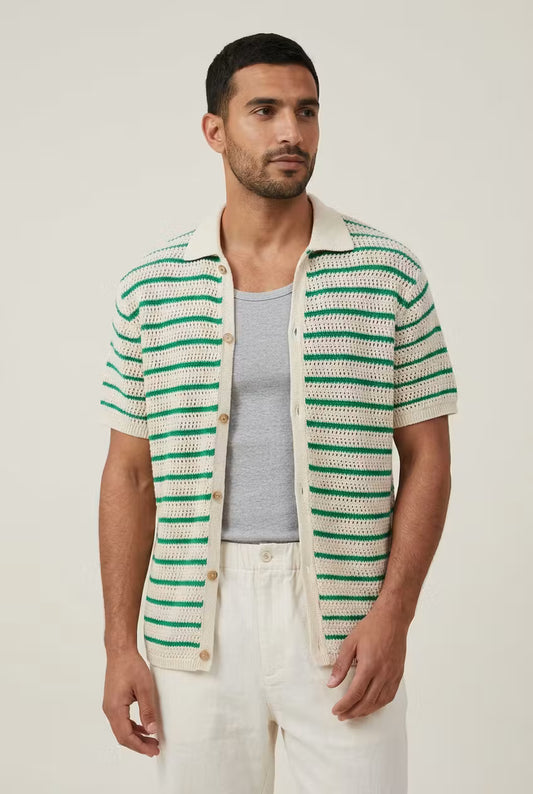 Monterey gestreepte gebreide cardigan overhemd