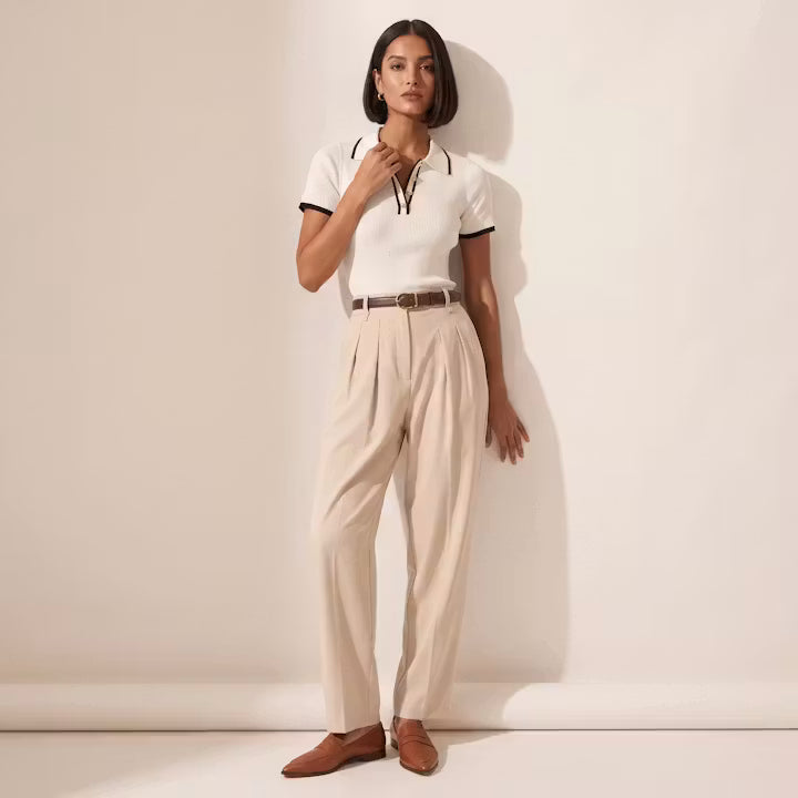 Elise Gebreide Polo met Contrasterende Bies