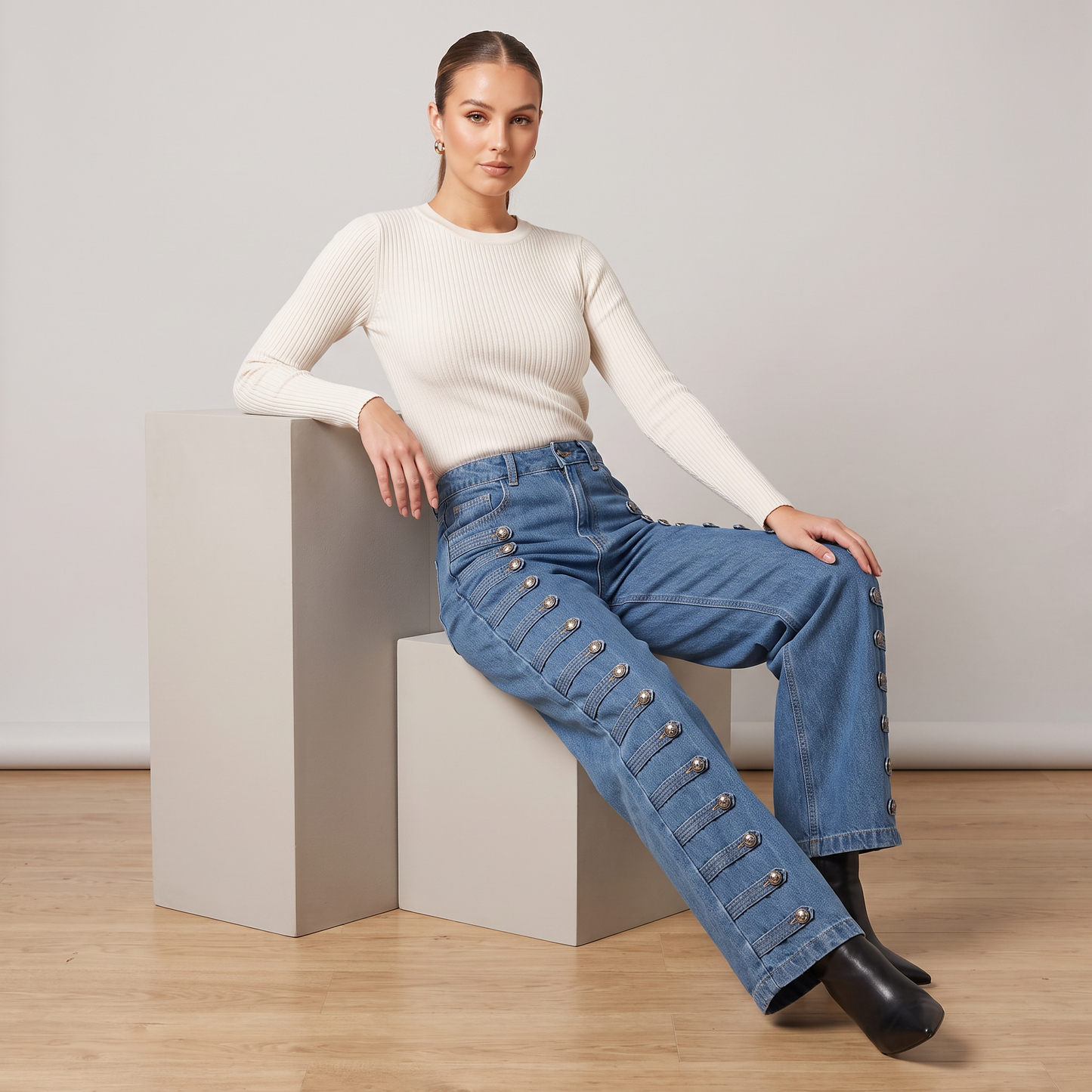 Arden gewassen jeans met rechte pijpen