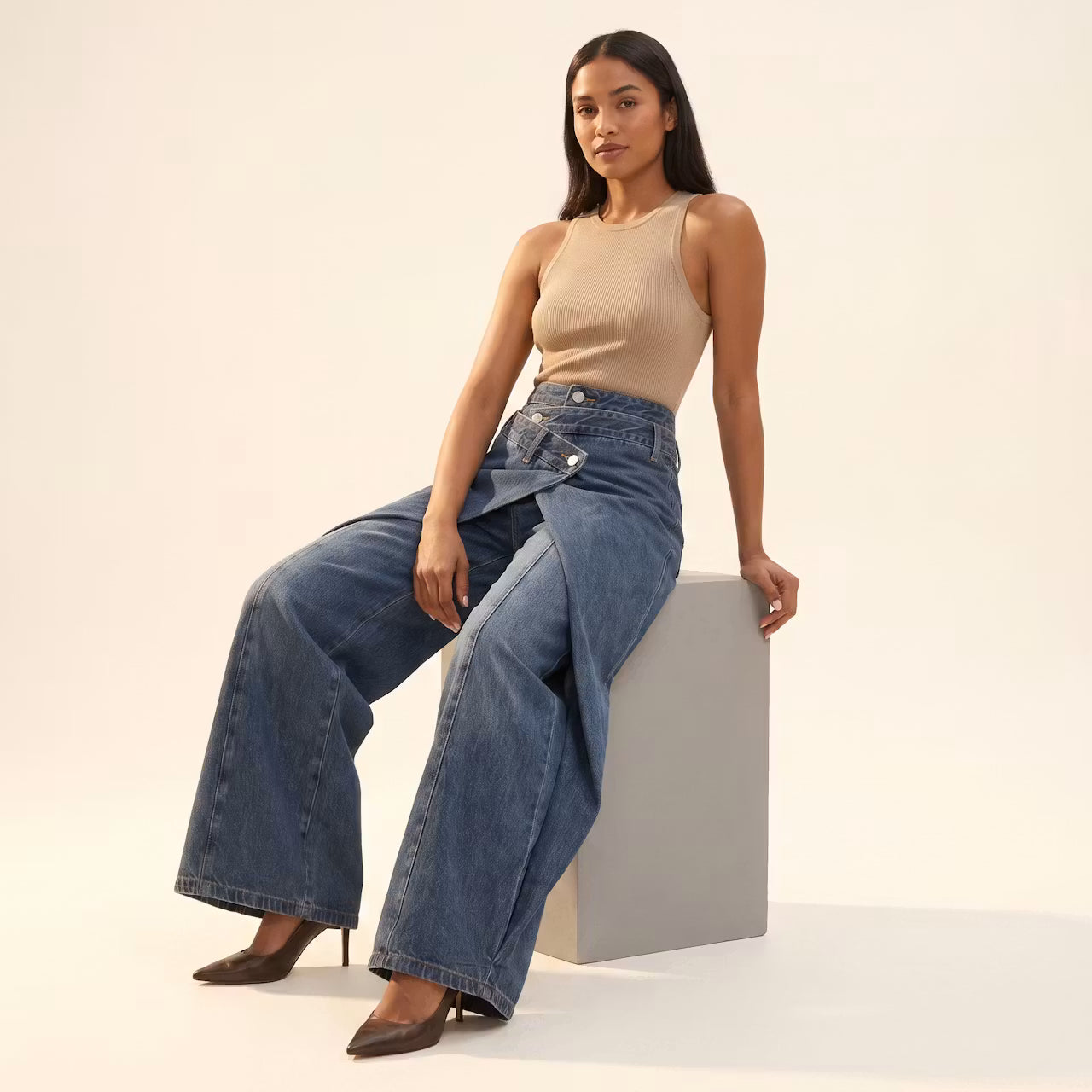 Naya Broek met Hoge Taille en Panelen